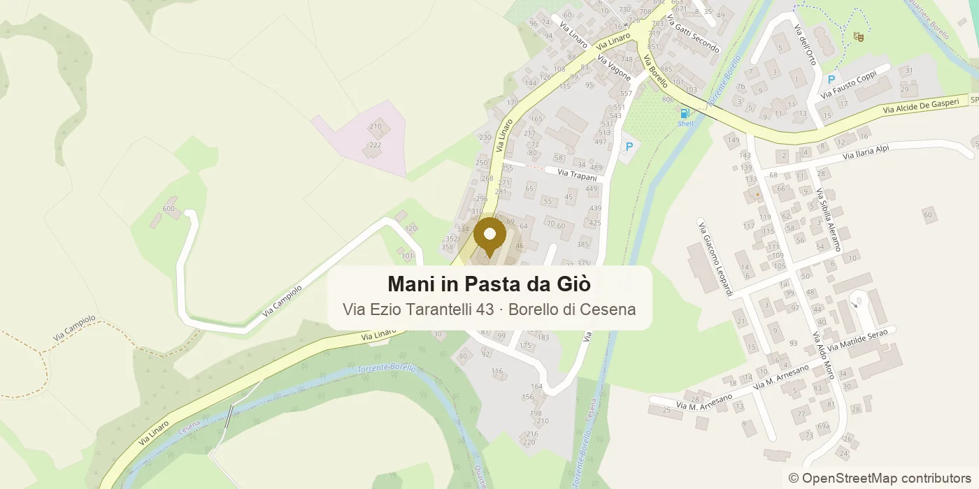 Mappa: Mani in Pasta da Giò in Via Ezio Tarantelli 43 a Borello di Cesena